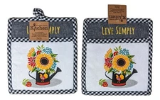 Set of 2 LIVE SIMPLY Sunflower Charm Potholders, by Kay Dee