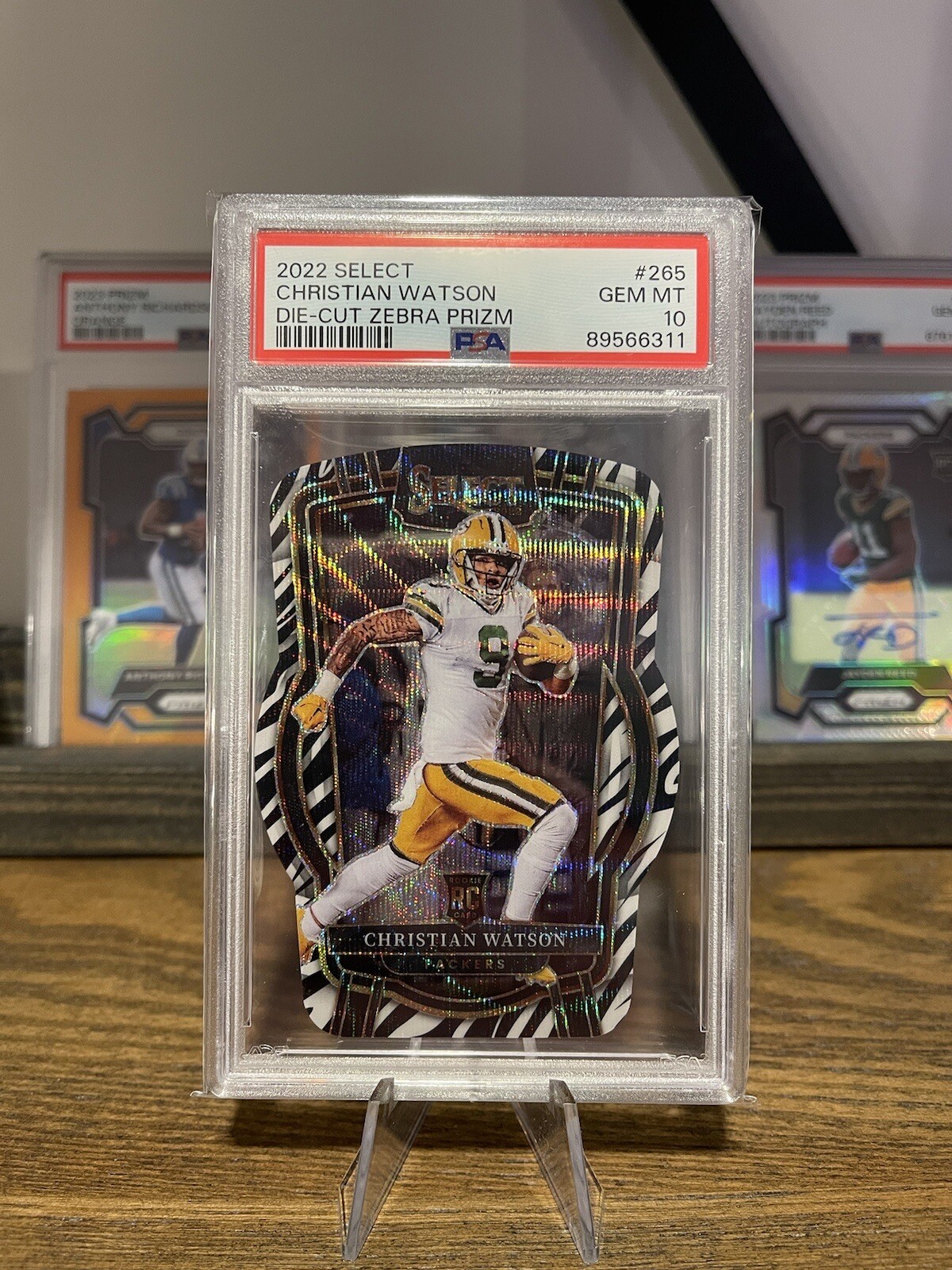 2022 Select Football - Christian Watson RC - Zebra Club Level Die Cut Psa 10