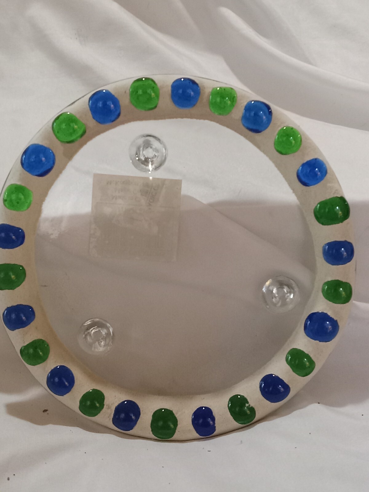 Mosaic Glass Candle Holders Magic Creations Blue/Green Stone 3 Legs READ