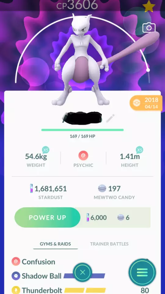 Pokemon Trade GO - Mewtwo 3500+CP Shadow Ball & 2nd Charged move for PVP  master