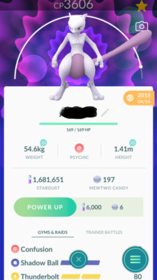 Pokemon Trade GO - Mewtwo 3500+CP Shadow Ball & 2nd Charged move for PVP master