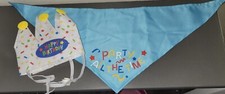 HAPPY BIRTHDAY "PARTY ALL THE TIME" DOG CAT PET BANDANA  HAT M/L PET PAWTY