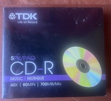 TDK 80-Minute CD-R Discs 5-Pack -NIP