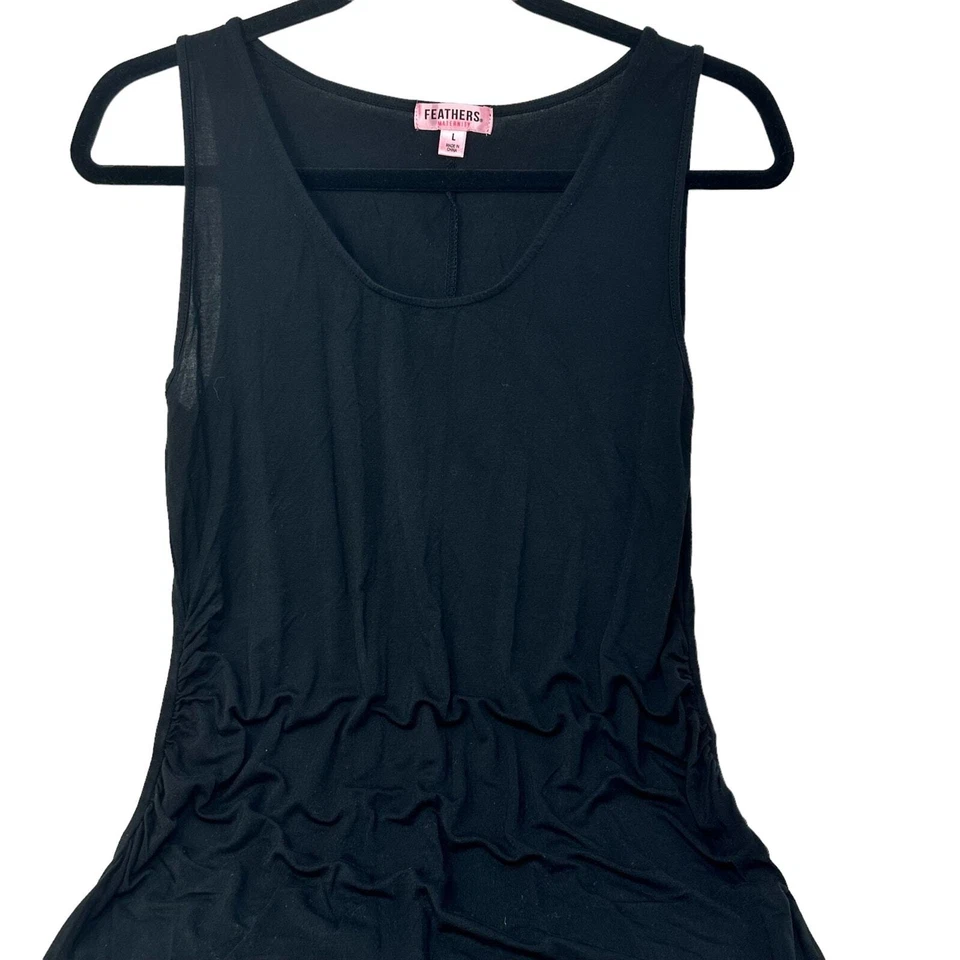 Feathers Black Maternity Sleeveless Maxi Dress LG Casual Stretchy Comfortable - Image 3 of 4