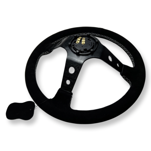 350MM 3"DEEP DISH 6-BOLT STEERING WHEEL BLACK SUEDE HEARTLESS LIMITED EDITION - Picture 6 of 9