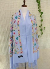 Fashion Embroidered large Vintage Paisley Cashmere Wool Soft Shawl Scarf 936