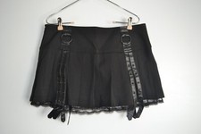 PUNK RAVE, Skirt, Black, 2XL, Pleated, Belted, Lace Lined, BNWT