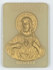 Sacred Heart Auto League Member Jesus Christ Plastic Gold Tone Mini Plaque
