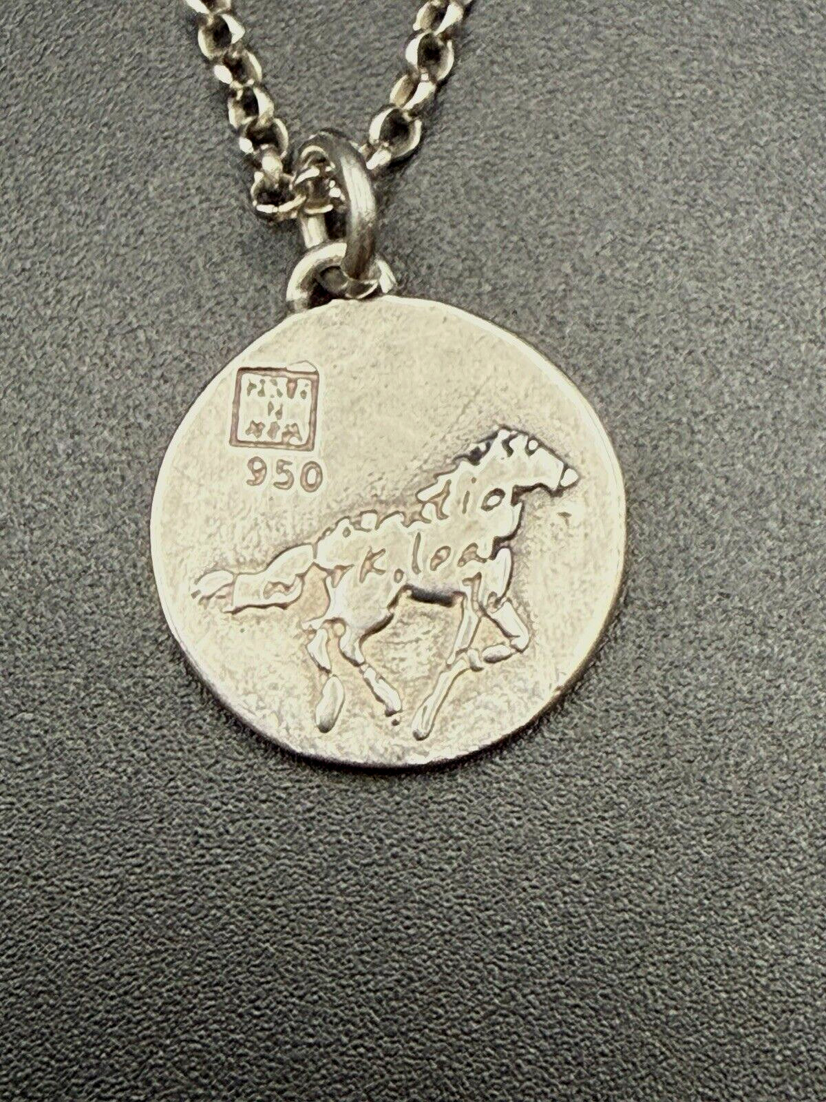 Sterling Silver Kevin N Anna Horse (Success) & Flower (Happiness) Pendants 17In
