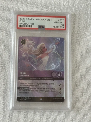 2023 Disney Lorcana EN 1 Elsa Spirit of Winter 207/204 Enchanted PSA 10 Gem Mint