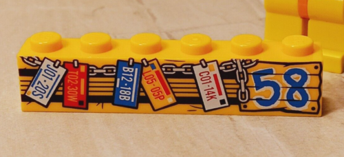 Neuf plaque d'immatriculation LEGO ANCIENNE chaîne suspendue imprimée bois tableau à grains article de garage - Photo 1 sur 1