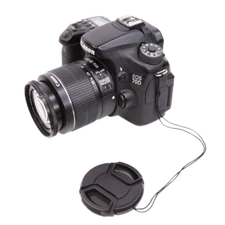 Center Pinch Snap-On Front Lens Cap Cover + Anti Lost String f DSLR Camera x2