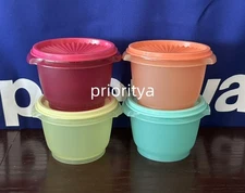 Tupperware Servalier 20oz Bowl Liquid Tight Seal Set 4 Pink Blue Yellow New