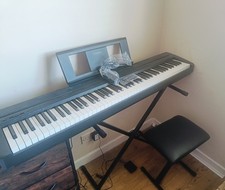 Yamaha P-45B Digital Piano with Keyboard Stand, Piano Stool, and Sustain Pedal