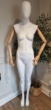 Female Mannequin Dress Makers Dummy Fully Articulated Stand White/Wood tailors