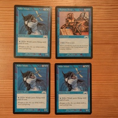 Magic: The Gathering 2 Karten Englisch Blau 1998 Killer Whale Treasure Trove