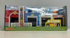 Melissa & Doug Nesting and Sorting Buildings- 6 Buildings, 6 Wooden Vehicles