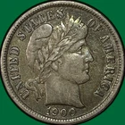 1900 Barber Dime Near Almost Uncirculated AU/XF++ Coin #39879