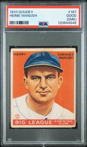 1933 GOUDEY #187 HEINIE MANUSH PSA 2 MK