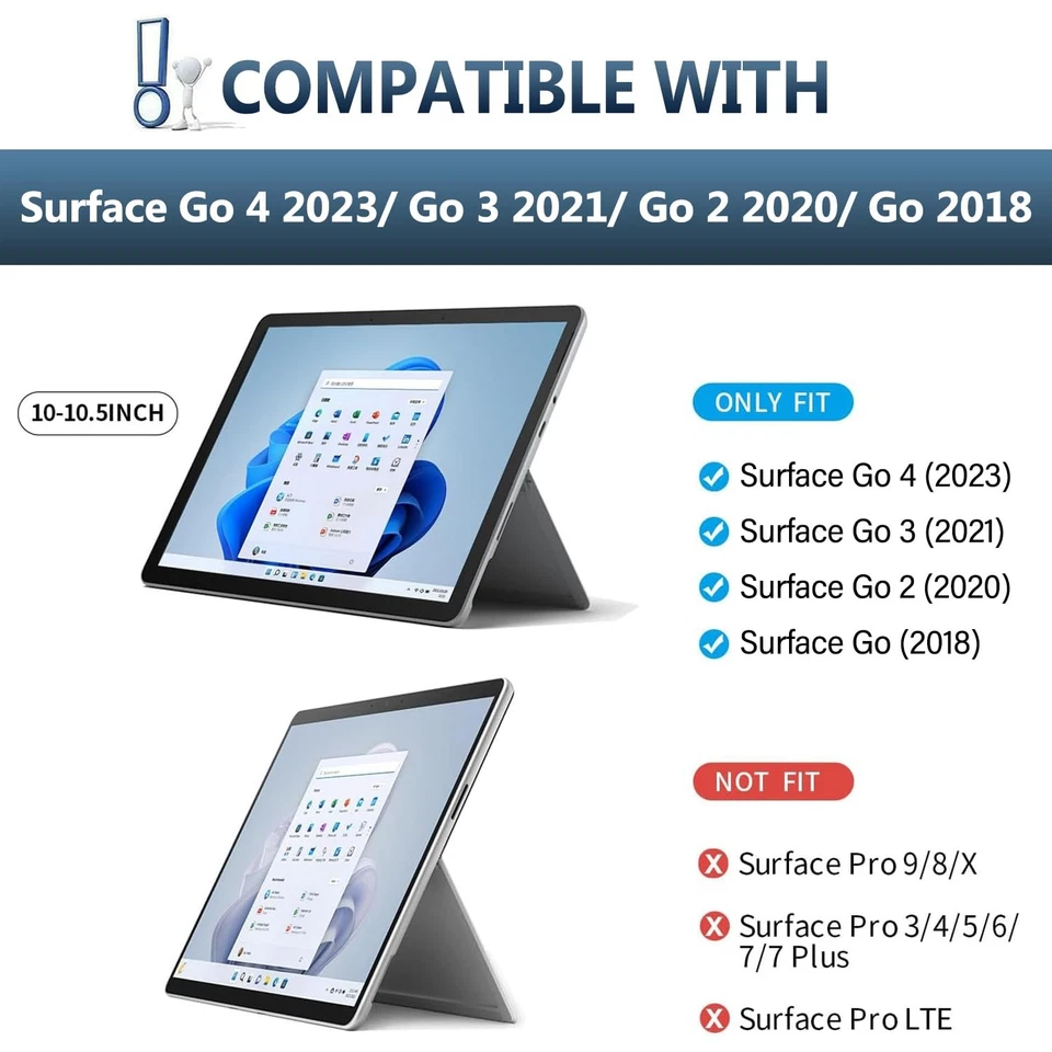 Backlit Keyboard Case for Microsoft Surface Go 4 2023 /Go 3 2021 /Go 2 2020 /... - Image 2 of 4