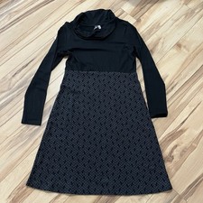 Ibex Juliet Providence Cowl Neck Dress Women's Sz L 100% Merino Wool Black Gray