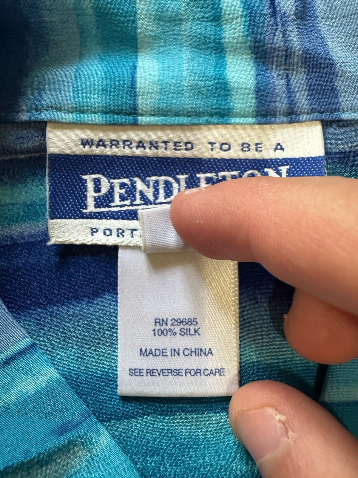 Pendleton Silk Button Down Collard Dress Shirt Bl… - image 4