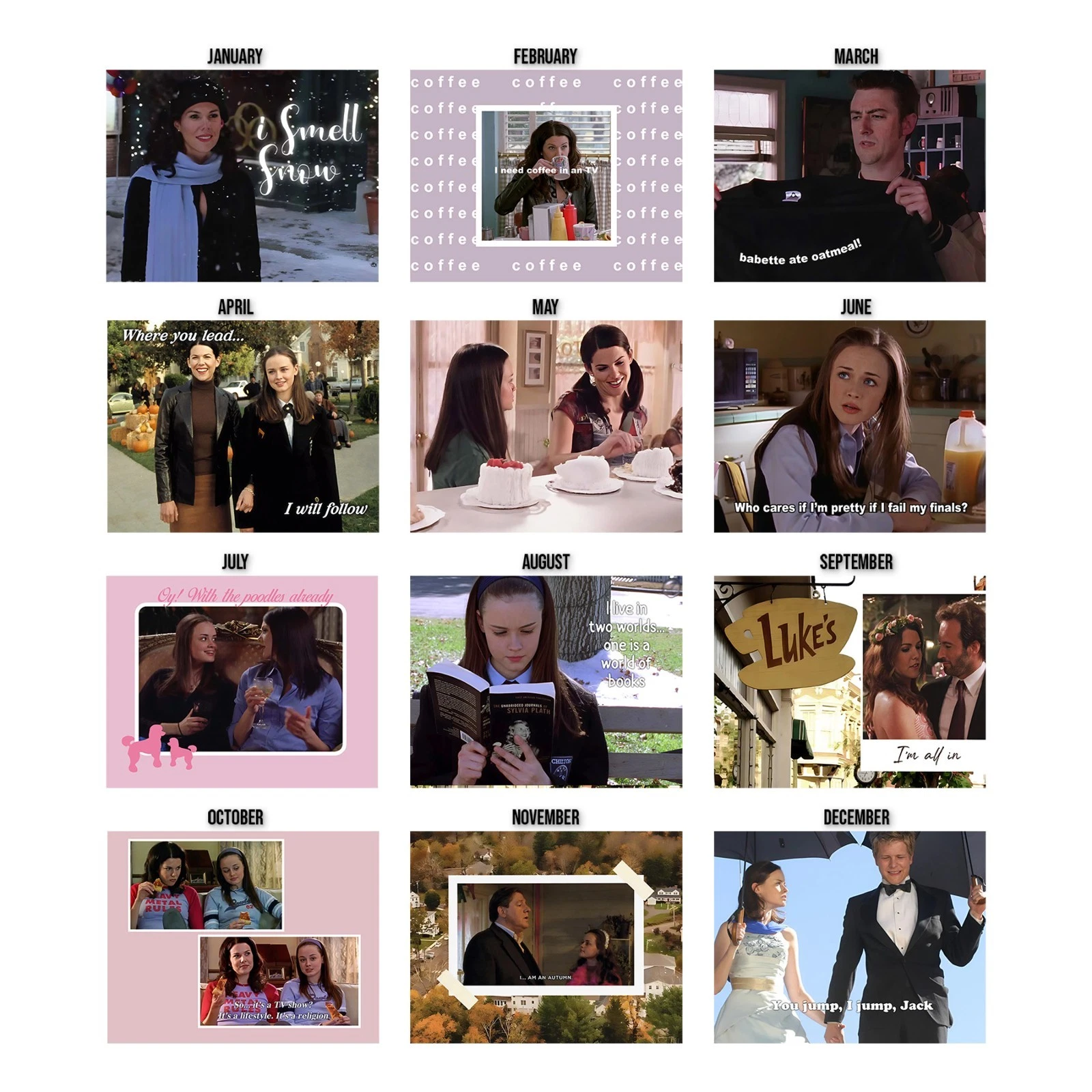 Gilmore Girls 2026 Wall Calendar, Star Hollow Lukes Diner Home Office Planner