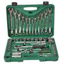72 Teeth Mechanic Tool Set 61 PCS Socket Wrench Set with Storage Case 1/4 1/2