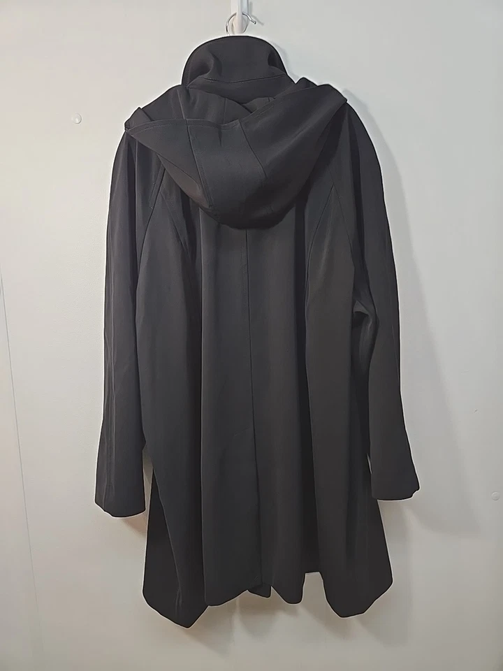 Gabardina Abrigo London Fog Collection Negra Talla 3X Bolsillos con Capucha Desmontables  Foto 3 de 4