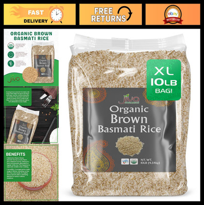 Organic Brown Basmati Rice 10 lb - Premium Quality, Gluten-Free, Non-GMO, Indian
