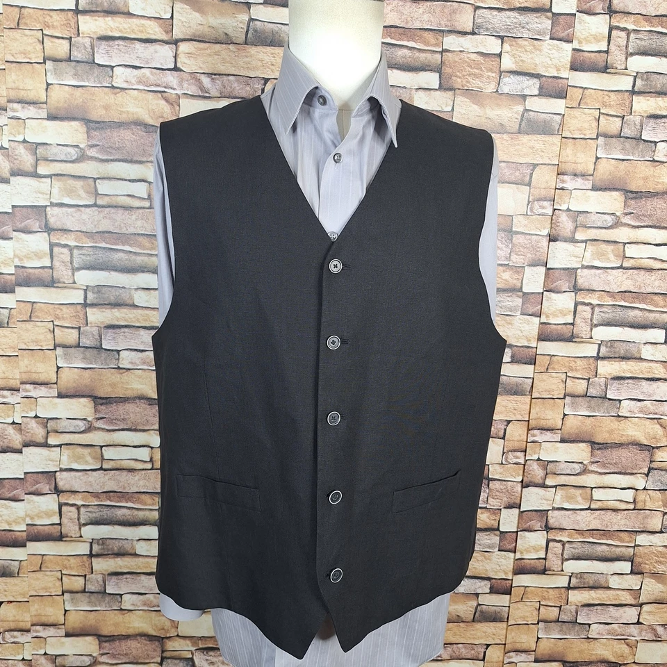 Chaleco Chaleco Joseph Abboud Hombre XXL Negro 5 Botones Hecho en Italia Lino Foto 2 de 4