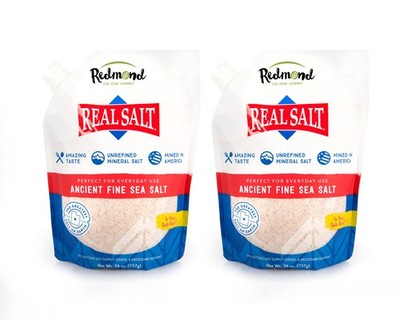 Natural Unrefined Sea Salt - Gluten-Free Fine Salt, 26 Ounce Pouch (2 Packs)