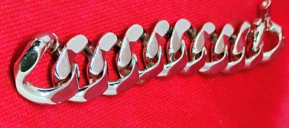 Brazalete Cadena Tono Plata Eslabón Ovalado 1" Firmado Henri Bendel 7.5" Foto 3 de 3