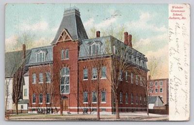 Webster Grammar School Auburn ME Maine Antique 1907 Postcard