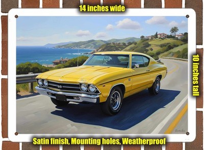 Metal Sign - 1969 Chevrolet Chevelle SS 7 Oil Painting - 14x10