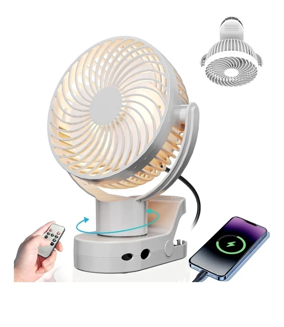 Mini Ventilatore USB Ricaricabile 4000mAh, Silenzioso Con Oscillazione Automatica 120° E 4 Velocità - Per Ufficio E Casa