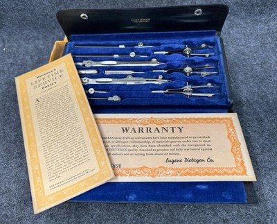 Vintage 1067 RC DIETZGEN ''RELIANCE'' 11-Pc Drafting Tool Set ~ Germany US Zone