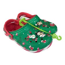 Crocs Mickey Mouse Clogs Christmas Holiday Mens 6/ Womens 8 Lined w/ Jibbitz NEW