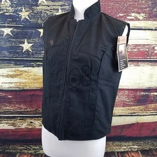 Wyoming Traders Womens Black Absaroka Zip Up Canvas Cowgirl Vest Large
