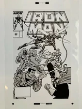 Production Art IRON MAN #224 cover, BOB LAYTON art, 11x17