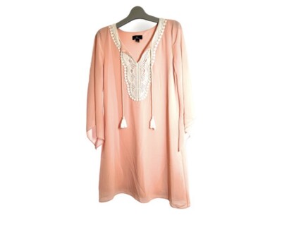 IN San Francisco junior peach chiffon dress, Flowy, beautiful neckline  detail | eBay