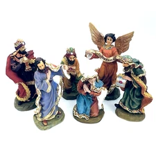 K's Collection Nativity Set 6  Figurines Jeweled Mary Joseph Angel 3 Wisemen