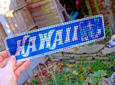 HAWAII HOLOGRAFISCHER AUTOAUFKLEBER BLAU SILBER SOUVENIR USA