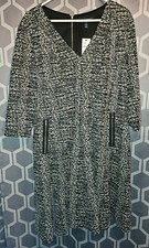 New Lane Bryant Faux Zipper Pockets Skater Dress Size 18/20 BLACK WHITE