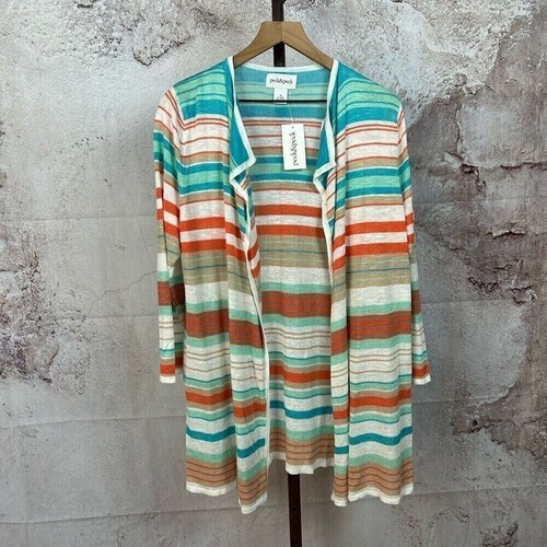 NWT PECK & PECK cardigan sweater size XL linen blend coastal grandma