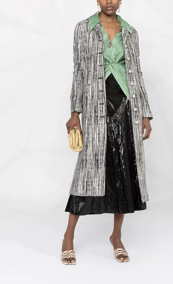 $3335 NUEVO MISSONI ABRIGO CHAQUETA VESTIDO CÁRDIGAN MAXI NEGRO BLANCO SUÉTER TEJIDO 40 4