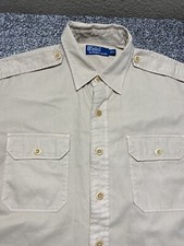 Polo Ralph Lauren Shirt Mens Large Khaki Tan Button Up Boy Scouts Double Pocket