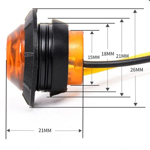 3/4 Zoll 19mm SMD LED Universal Mini Rund Markierungsleuchten LKW Anhänger 12/24V - Bild 5 von 13