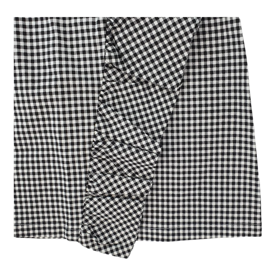 Missguided Mujer Gingham Mini Falda Negro Blanco Cuadros Volantes Delantero Talla 12 Foto 4 de 4