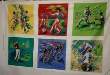 Sports Collection Fabric Panel Squares Baskeyball Soccer Cycling Baseball READ